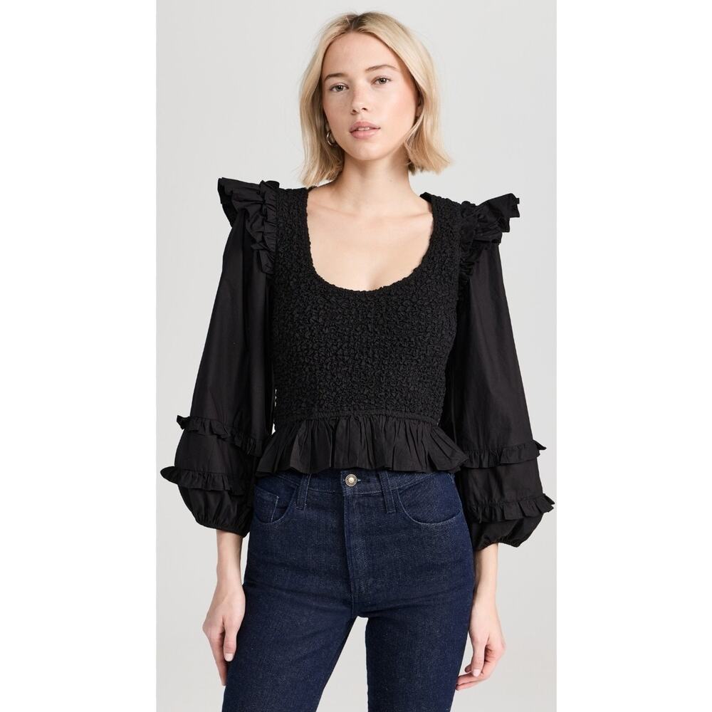 Cleobella Veronika Black Organic Cotton Top XS